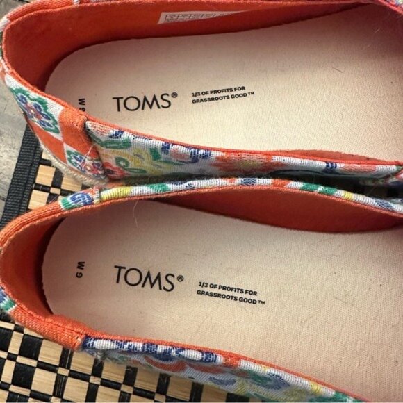 TOMS Alpargata Rope Espadrille Jacquard - Red Multi Mediterranean Tiles Size 9 - Picture 6 of 11